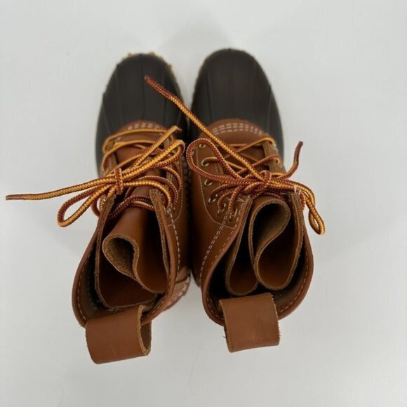 L.L. Bean Original Classic Brown Bean Leather Waterproof Rain Lace Up 6 Boots - Picture 7 of 9